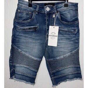 Victorious Premium Denim Jean Shorts Raw Hem Men Sz 30